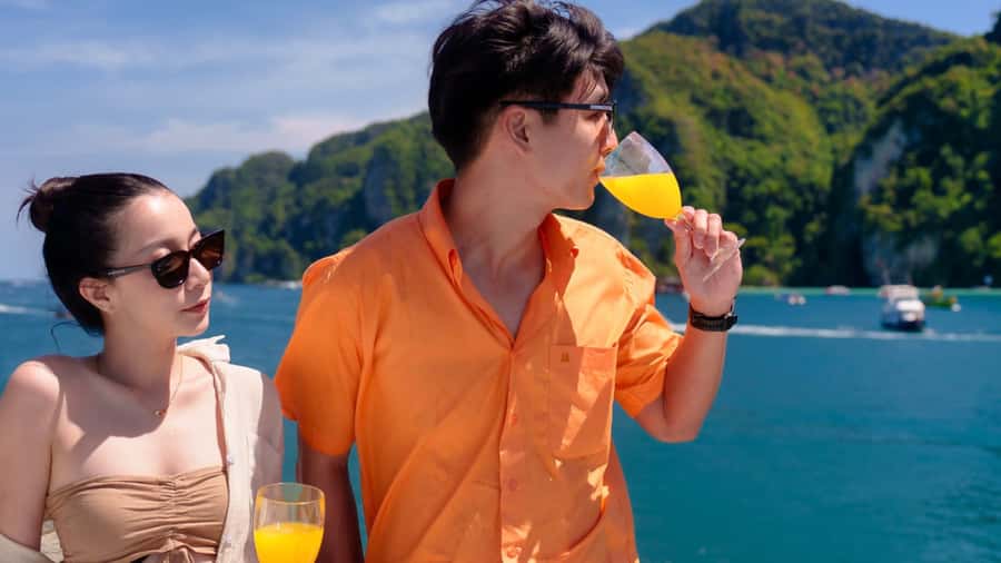 Phi Phi Island Highlights: Cruise, Snorkel & Buffet Lunch - Cruise time on Sea Angel Cruises: what the boat experience is like